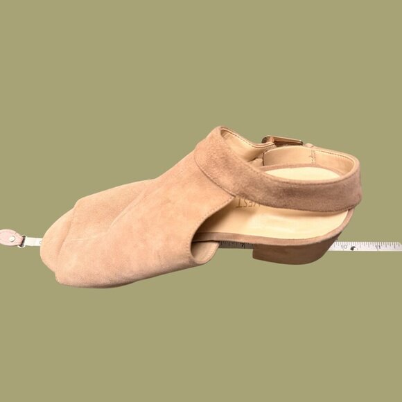 Nine West “Jomei” Peep Toe Block Heel Sandals – Tan Suede Leather (Size 8.5M) - Picture 8 of 11
